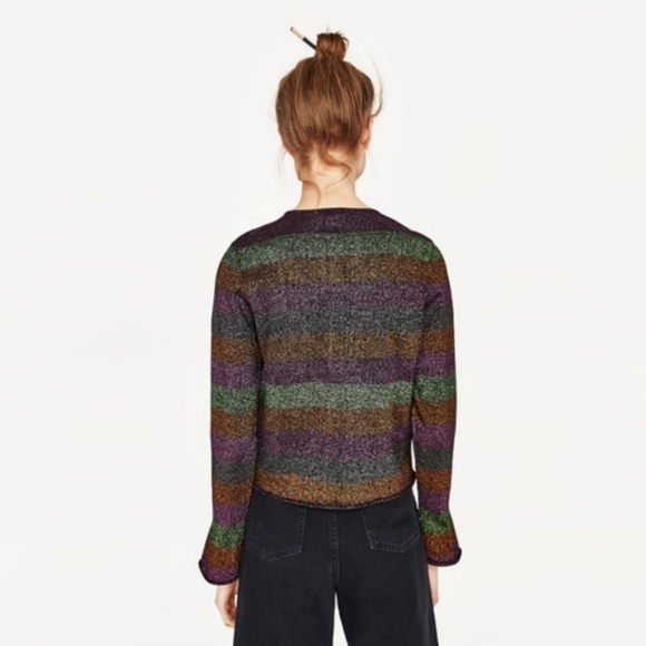 Zara NWT Blogger Fave Metallic Stripe Long Sleeve - Picture 6 of 8